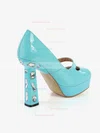 Women's Blue Patent Leather Pumps with Rhinestone #Favs03030366