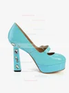 Women's Blue Patent Leather Pumps with Rhinestone #Favs03030366