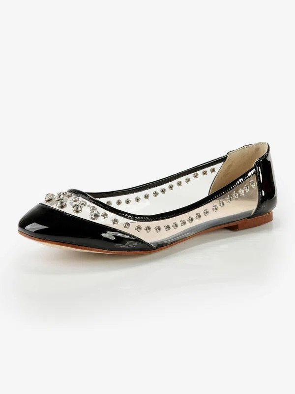 Women's Black Patent Leather Closed Toe with Rhinestone #Favs03030369