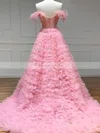 Princess Off-the-shoulder Tulle Sweep Train Prom Dresses With Feathers / Fur #Favs020114161