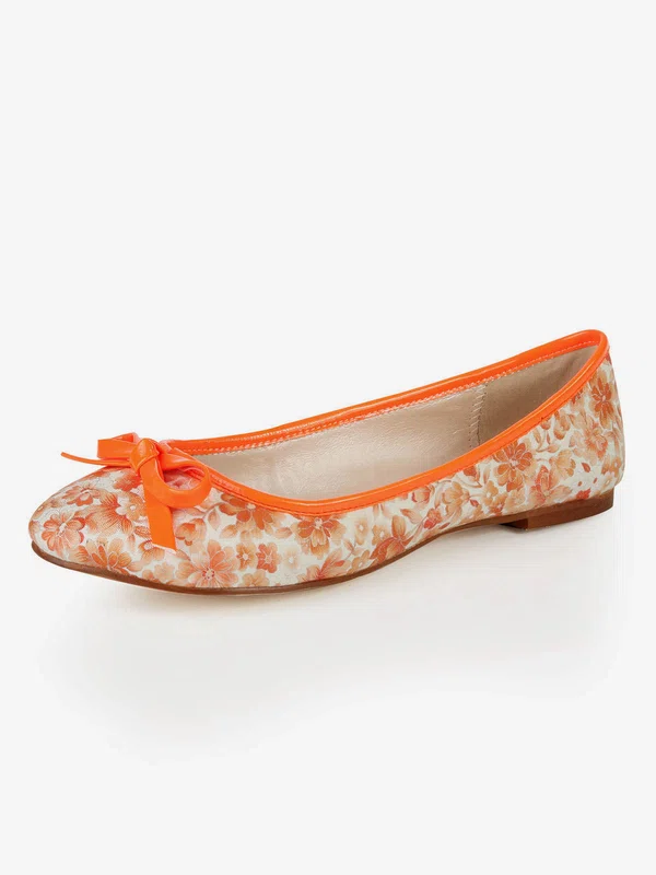 Women's Orange Cloth Closed Toe with Bowknot #Favs03030373