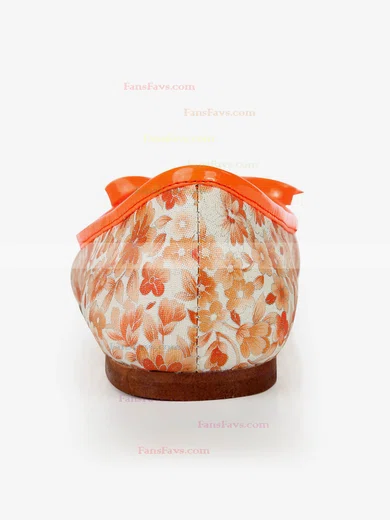 Women's Orange Cloth Closed Toe with Bowknot #Favs03030373