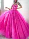 Ball Gown V-neck Organza Glitter Sweep Train Prom Dresses With Beading #Favs020114191