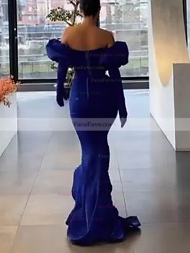 Trumpet/Mermaid Off-the-shoulder Satin Sweep Train Prom Dresses #Favs020114196