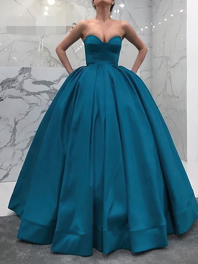 Ball Gown Sweetheart Satin Sweep Train Prom Dresses With Pockets #Favs020114204