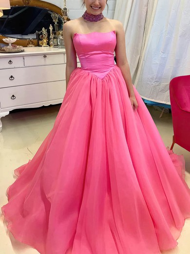 Ball Gown Strapless Organza Sweep Train Prom Dresses #Favs020114218