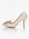 Women's Ivory Patent Leather Pumps with Rhinestone/Pearl #Favs03030441