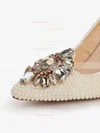 Women's Ivory Patent Leather Pumps with Rhinestone/Pearl #Favs03030441