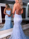 Trumpet/Mermaid Scoop Neck Tulle Sweep Train Prom Dresses With Beading #Favs020114240