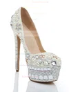 Women's White Patent Leather Pumps with Crystal/Crystal Heel/Pearl #Favs03030473