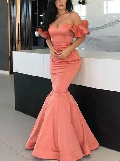 Trumpet/Mermaid Off-the-shoulder Satin Floor-length Prom Dresses #Favs020114280