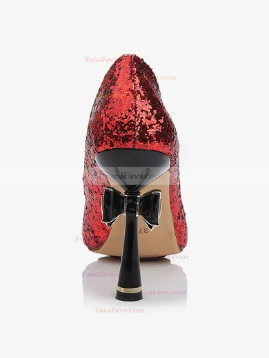 Women's Red Sparkling Glitter Pumps with Bowknot/Sparkling Glitter #Favs03030476