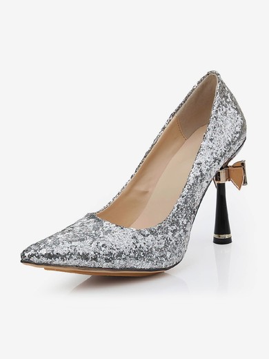 Women's Silver Sparkling Glitter Pumps with Bowknot/Sparkling Glitter #Favs03030477