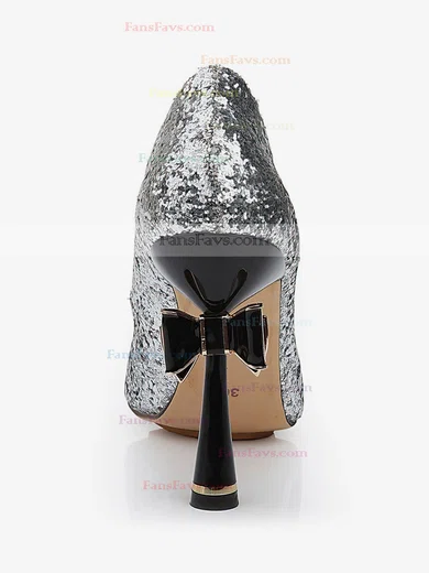 Women's Silver Sparkling Glitter Pumps with Bowknot/Sparkling Glitter #Favs03030477