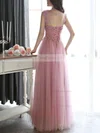 A-line Scoop Neck Tulle Floor-length Appliques Lace Prom Dresses #Favs020102317