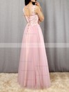 A-line Scoop Neck Tulle Floor-length Appliques Lace Prom Dresses #Favs020102317