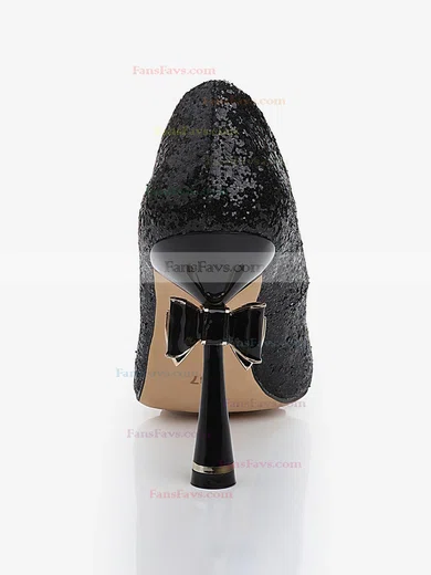 Women's Black Sparkling Glitter Pumps with Bowknot/Sparkling Glitter #Favs03030478