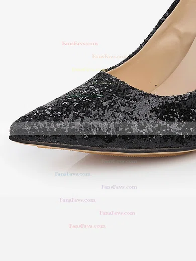 Women's Black Sparkling Glitter Pumps with Bowknot/Sparkling Glitter #Favs03030478