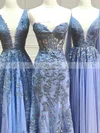 A-line V-neck Tulle Floor-length Prom Dresses With Appliques Lace #Favs020114315