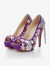 Women's Purple Patent Leather Pumps with Crystal/Crystal Heel/Tassel #Favs03030479