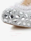 Women's White Satin Pumps with Rhinestone/Stitching Lace #Favs03030480