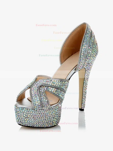 Women's  Real Leather Pumps with Crystal/Crystal Heel #Favs03030482