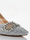 Women's Silver Real Leather Pumps with Crystal/Crystal Heel #Favs03030487