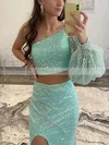 Sheath/Column Off-the-shoulder Glitter Floor-length Prom Dresses With Split Front #Favs020114390