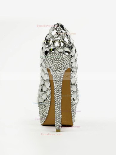Women's Silver Patent Leather Pumps with Crystal/Crystal Heel #Favs03030494