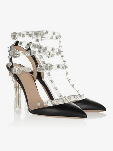 Women's Black Real Leather Pumps with Buckle #Favs03030496