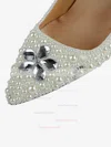 Women's Ivory Patent Leather Pumps with Rhinestone/Imitation Pearl #Favs03030501