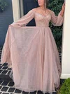 A-line Off-the-shoulder Glitter Floor-length Prom Dresses With Ruffles #Favs020114453