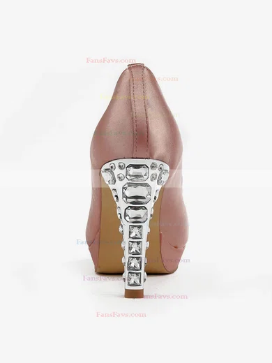 Women's Pink Satin Pumps with Rhinestone #Favs03030502