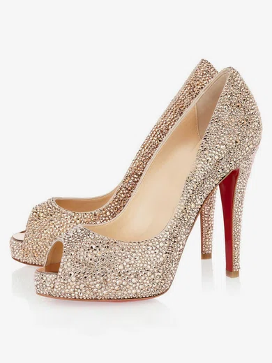 Women's Black Leatherette Pumps with Crystal/Crystal Heel #Favs03030518