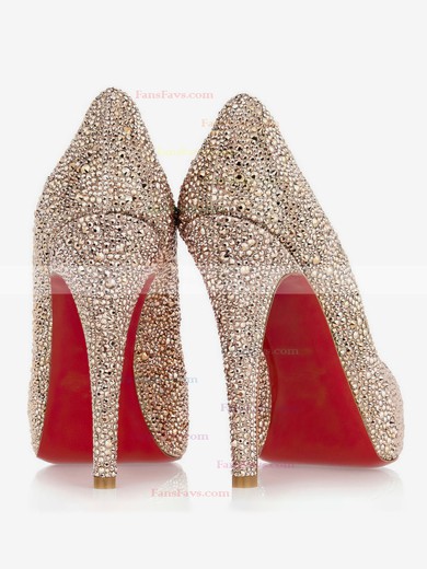 Women's Black Leatherette Pumps with Crystal/Crystal Heel #Favs03030518