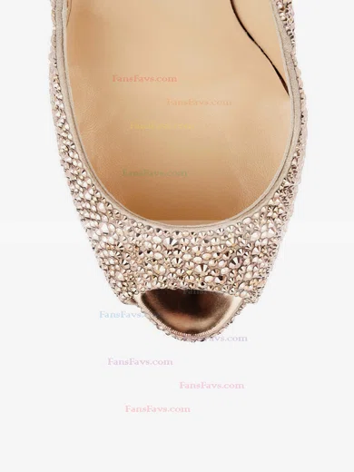 Women's Black Leatherette Pumps with Crystal/Crystal Heel #Favs03030518