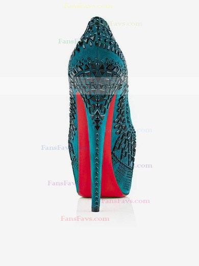 Women's Turquoise Suede Pumps with Rivet #Favs03030520