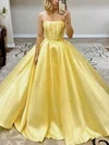 Ball Gown Strapless Satin Sweep Train Prom Dresses With Sashes / Ribbons #Favs020114527