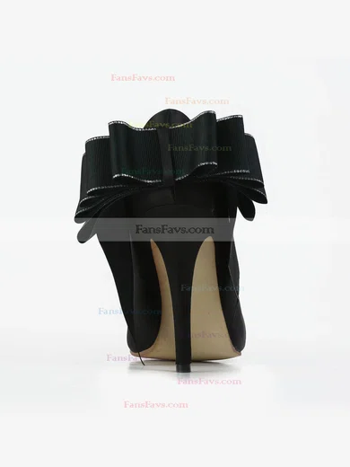 Women's Black Satin Pumps with Bowknot #Favs03030581