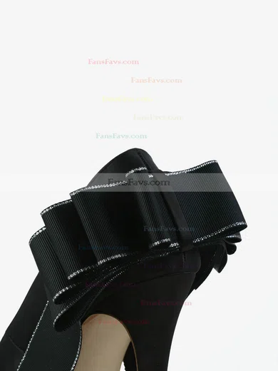 Women's Black Satin Pumps with Bowknot #Favs03030581
