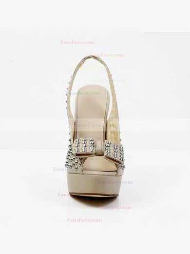 Women's Khaki Real Leather Pumps with Bowknot/Rivet #Favs03030584