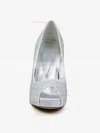 Women's Silver Satin Pumps with Crystal/Crystal Heel #Favs03030585
