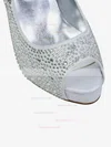 Women's Silver Satin Pumps with Crystal/Crystal Heel #Favs03030585