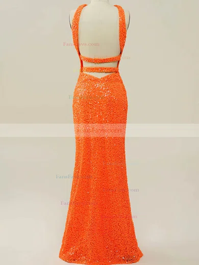 Sheath/Column V-neck Sequined Floor-length Prom Dresses With Split Front #Favs020114602