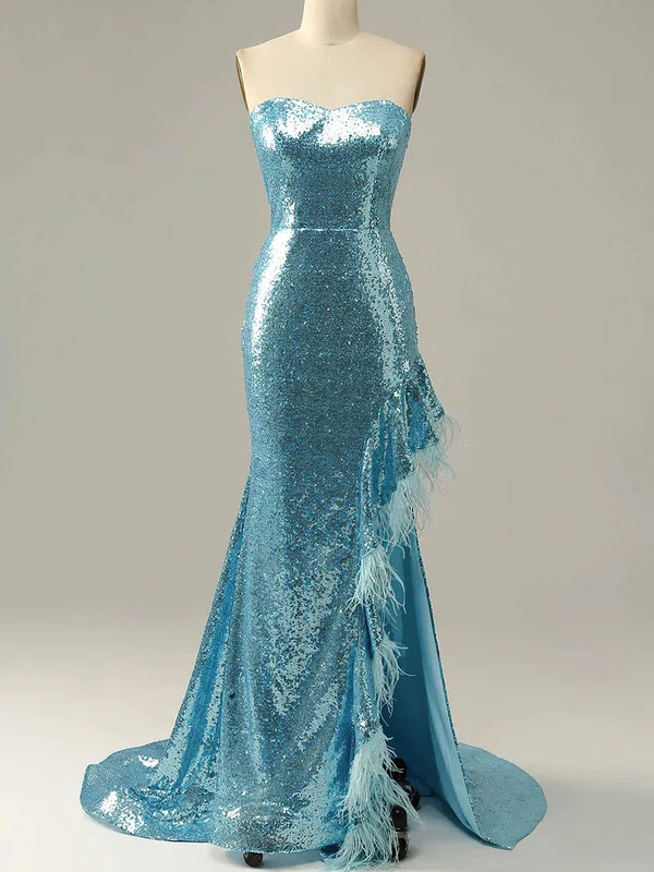 Trumpet/Mermaid Sweetheart Sequined Sweep Train Prom Dresses With Feathers / Fur #Favs020114603