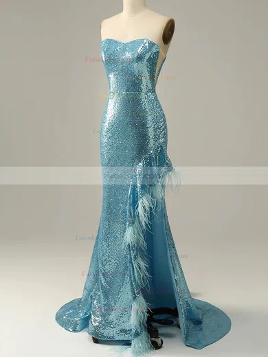 Trumpet/Mermaid Sweetheart Sequined Sweep Train Prom Dresses With Feathers / Fur #Favs020114603