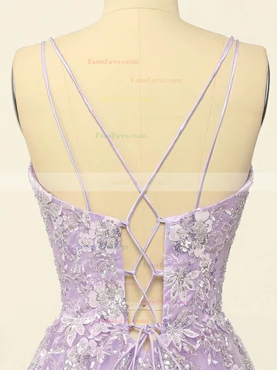 Princess V-neck Tulle Sweep Train Prom Dresses With Sequins #Favs020114611