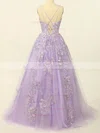 Princess V-neck Tulle Sweep Train Prom Dresses With Sequins #Favs020114611