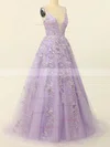 Princess V-neck Tulle Sweep Train Prom Dresses With Sequins #Favs020114611