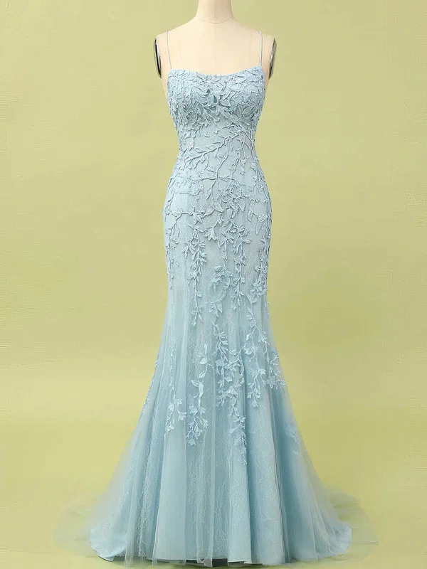 Trumpet/Mermaid Scoop Neck Tulle Sweep Train Prom Dresses With Pearl Detailing #Favs020114614